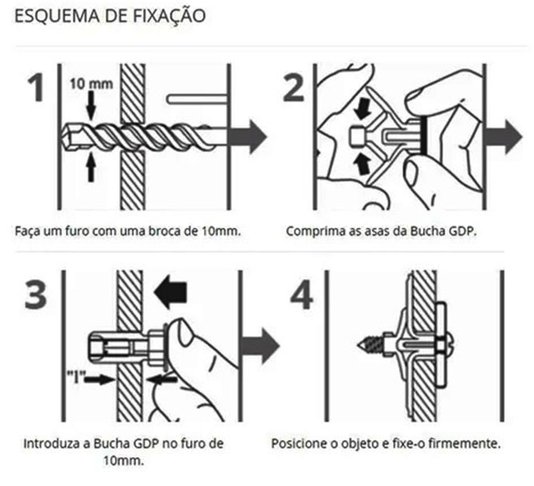 Bucha p/ Drywall 10mm fly 1 c/ Parafuso (Pcte C/10)