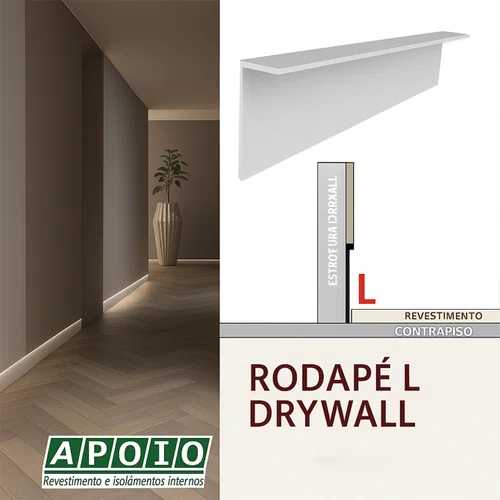 Rodape Embutido"L invertido" Alum.Bco Fosco 13X50-3M